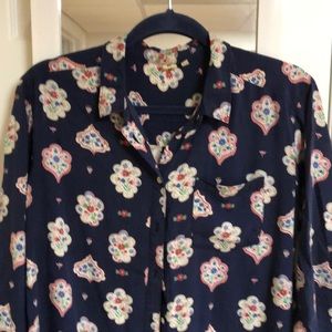 Uniqlo collab celia birtwell art blouse cottage core medium 60s deco